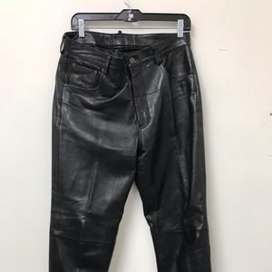 At leather, five pocket pants
